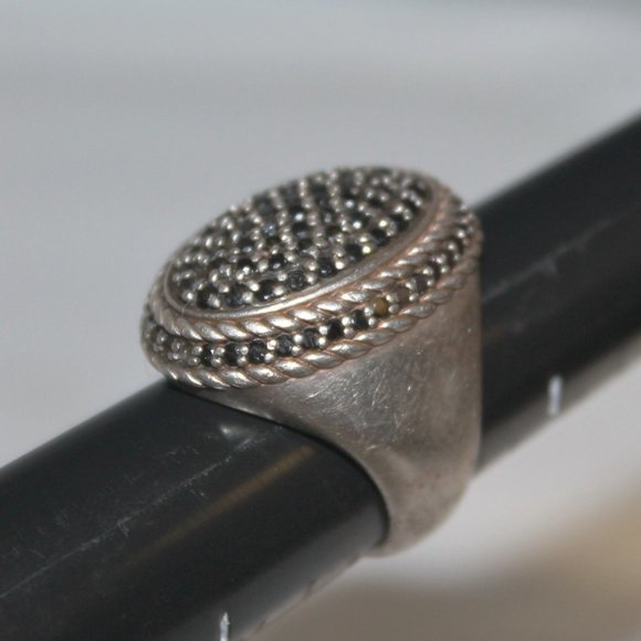 Genuine 2 carat + Black Diamond 925 Sterling Statement Cocktail Ring - Picture 11 of 15